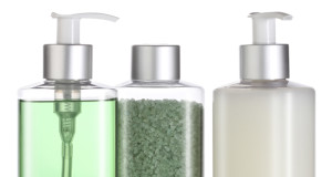 Set of bath salt, shampoo and liquid soap